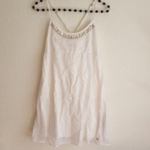 Hollister white polka dots lace dress large